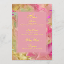 Rosa, guld, grönt marble bläck print menu meny