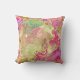 Rosa, guld, grönt, marble print-kudde kudde