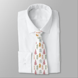 Rosa Guld Grönt och Blue Modern Folk Art jul Slips
