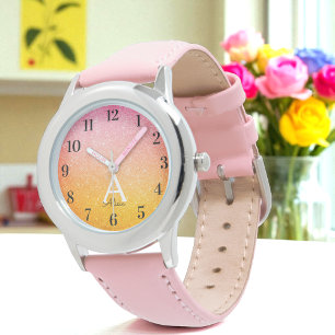 Rosa Guld Gult Glitter Gnistra Kids Armbandsur