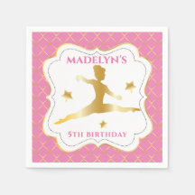 Rosa | Guld Gymnast Gymnastics Girl Födelsedagsfes