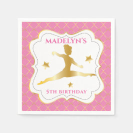 Rosa | Guld Gymnast Gymnastics Girl Födelsedagsfes Pappersservett