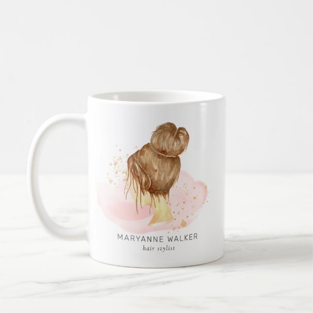 rosa guld hårupdo salon monogram kaffemugg (Vänster)