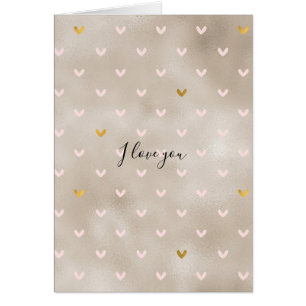 Rosa Guld Hearts Hälsningskort