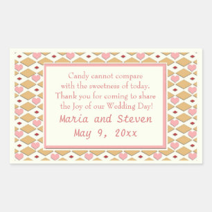 Rosa Guld Hearts Rectangular Candy Buffet Stickers Rektangulärt Klistermärke