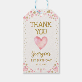 Rosa Guld Hearts Valentineser Birthday Flicka Presentetikett