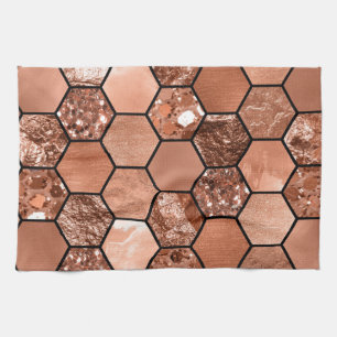 Rosa guld- hexaglam kökshandduk