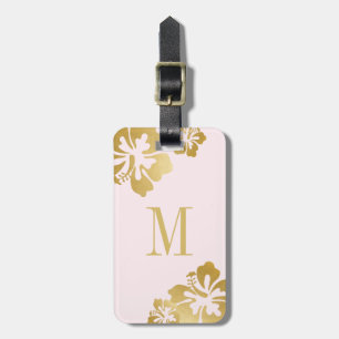 Rosa Guld Hibiscus Tropical Flower Söt Luggage Bagagebricka
