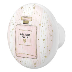 Rosa & Guld Hjärtan Paris Parfym Chic Mode Knopp