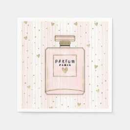 Rosa & Guld Hjärtan Paris Parfym Chic Mode Pappersservett