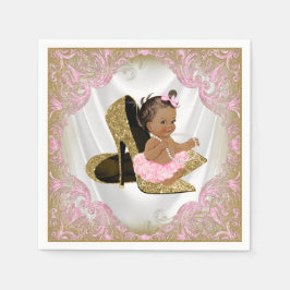 Rosa guld högklackad sko Etnisk tjej baby shower Pappersservett