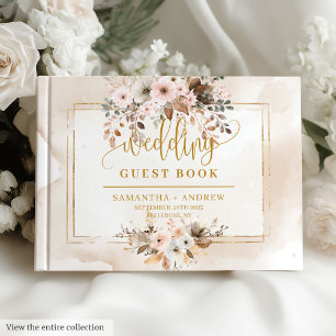 Rosa Guld hösten Bröllop Guest Bok