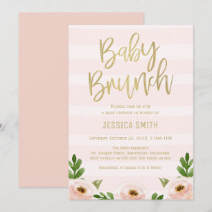 Rosa guld- inbjudan för Calligraphyrobaby shower