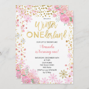 Rosa guld- inbjudan för födelsedag för