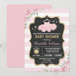 Rosa guld- inbjudan för TutuBallerinababy shower