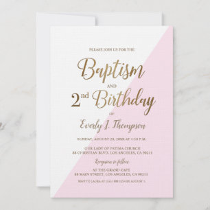 Rosa Guld Joint Baptism 2:a födelsedagsinbjudan Inbjudningar