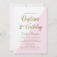 Rosa Guld Joint Baptism 2:a födelsedagsinbjudan