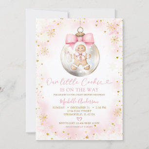 Rosa Guld jul Baubles Cookie Baby Shower Inbjudningar
