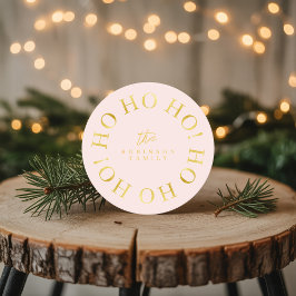 Rosa Guld jul Ho Ho Ho ID1009 Underlägg Papper Rund