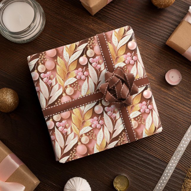 Rosa Guld jul Mönster#22 ID1009 Presentpapper (Skapare uppladdad)