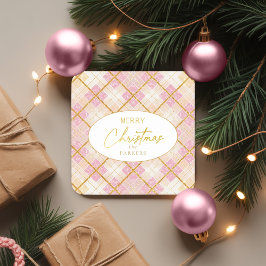 Rosa Guld jul Mönster#28 ID1009 Underlägg Papper Kvadrat