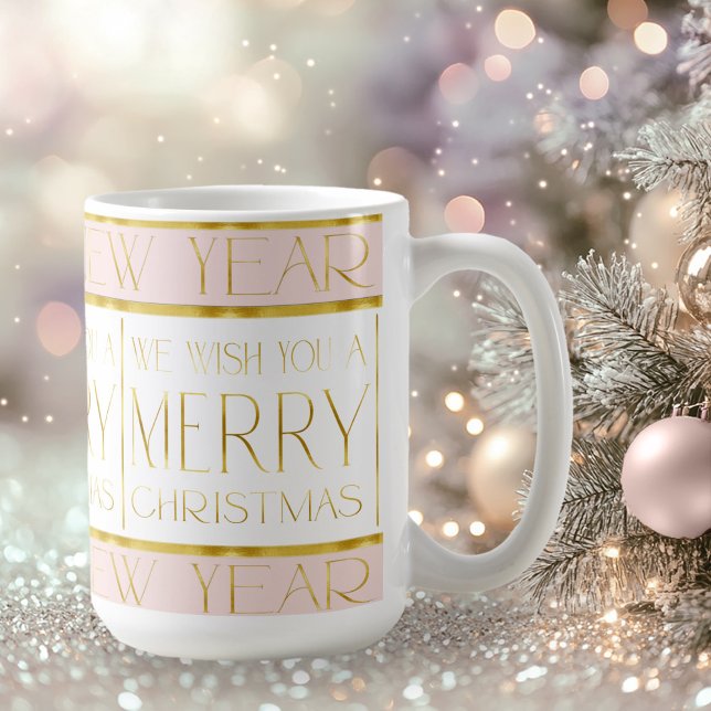 Rosa Guld jul Mönster#35 ID1009 Kaffemugg (Skapare uppladdad)