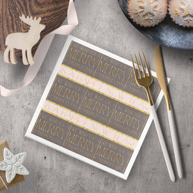 Rosa Guld jul Mönster#35b ID1009 Pappersservett (Skapare uppladdad)