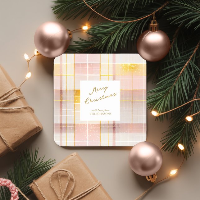 Rosa Guld jul Mönster#7 ID1009 Underlägg Papper Kvadrat (Skapare uppladdad)