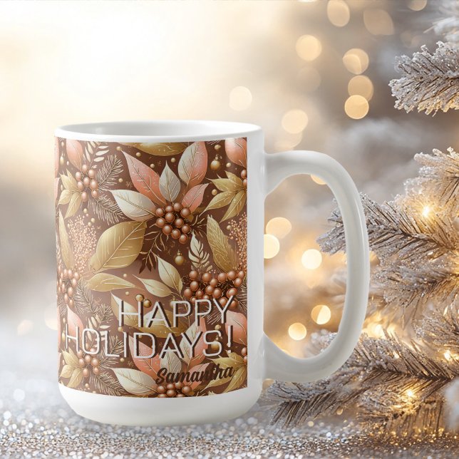 Rosa Guld jul Mönster#8 ID1009 Kaffemugg (Skapare uppladdad)