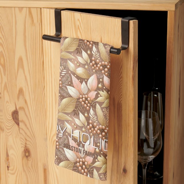 Rosa Guld jul Mönster#8 ID1009 Kökshandduk (Thirds Fold)