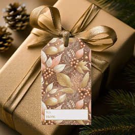 Rosa Guld jul Mönster#8 ID1009 Presentetikett