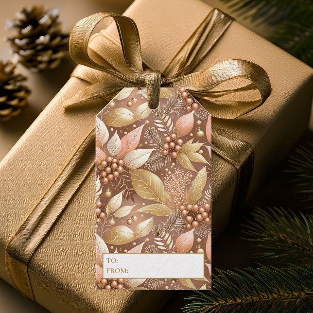 Rosa Guld jul Mönster#8 ID1009 Presentetikett (Skapare uppladdad)