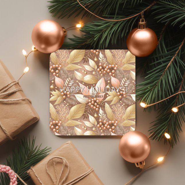 Rosa Guld jul Mönster#8 ID1009 Underlägg Papper Kvadrat (Skapare uppladdad)