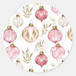 Rosa Guld Julens Vintage Ornament Runt Klistermärke