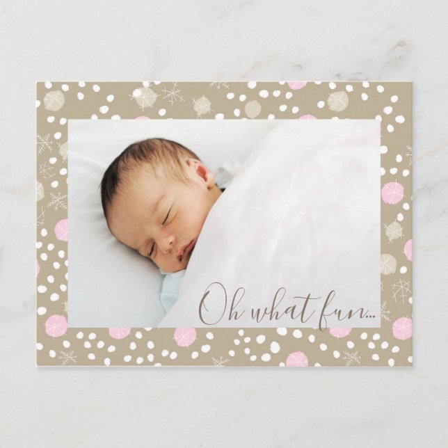 Rosa & Guld julkort Retro Mönster-fotovykort Helg Vykort (Framsida)