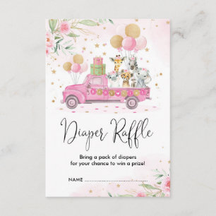 Rosa Guld Jungle Safari Animals Diaper Raffle Tilläggskort