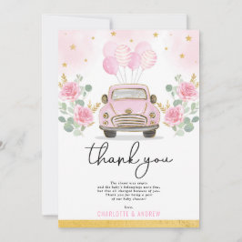 Rosa Guld Karantän Drive By Baby Shower Parad Tack Kort