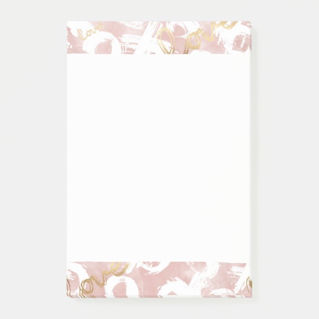 Rosa Guld Kärlek XO Post-it Block (Framsida)