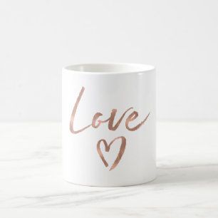Rosa guld- kärlekhjärta kaffemugg
