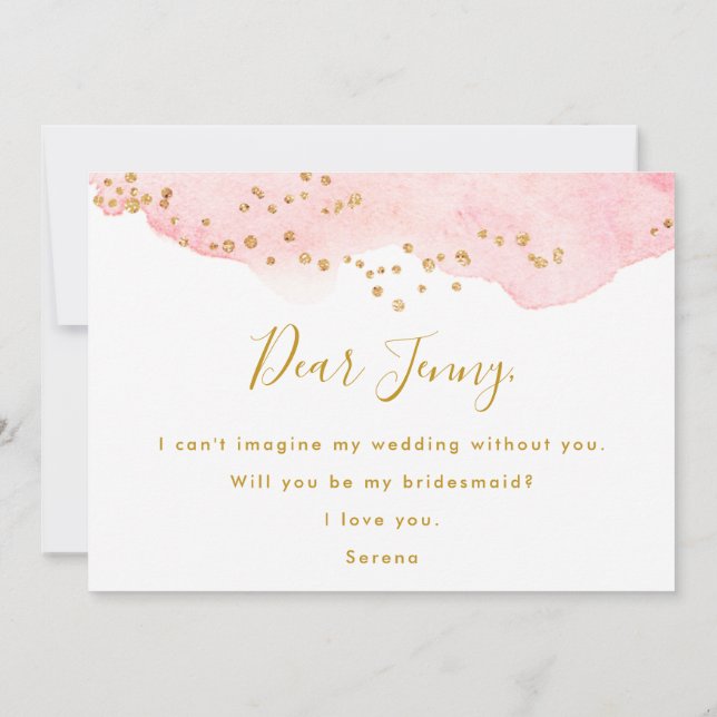 Rosa Guld kommer du att bli min bridesmaid (Baksida)