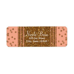 Rosa & Guld Konfetti Glamour Adressetiketter Returadress Etikett