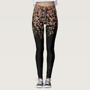 Rosa guld- konfettiar för svart Faux för Leggings