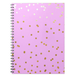 Rosa & Guld Konfettiprickar Modern Glamour Glam Anteckningsbok Med Spiral