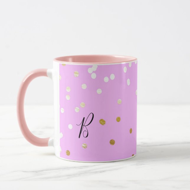 Rosa & Guld Konfettiprickar Modern Glamour Glam Mugg (Vänster)
