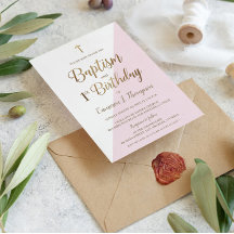 Rosa Guld Kor Baptism 1:a födelsedag