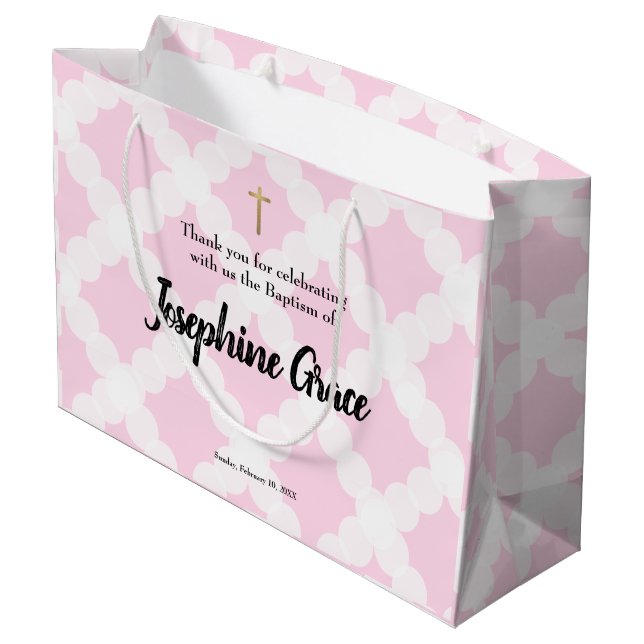 Rosa Guld Kor Personlig, Flicka, baptism (Baksidan Vinklad)