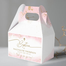 Rosa Guld Kor Tack Girl Baptism Presentaskar