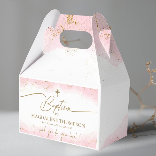 Rosa Guld Kor Tack Girl Baptism Presentaskar (Skapare uppladdad)