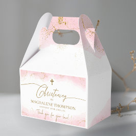 Rosa Guld Kor Tack Girl Christening Presentaskar
