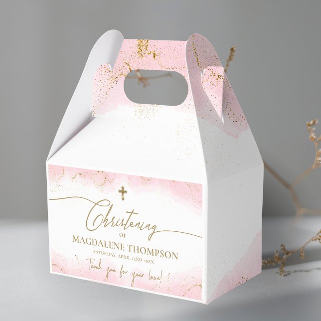 Rosa Guld Kor Tack Girl Christening Presentaskar (Skapare uppladdad)